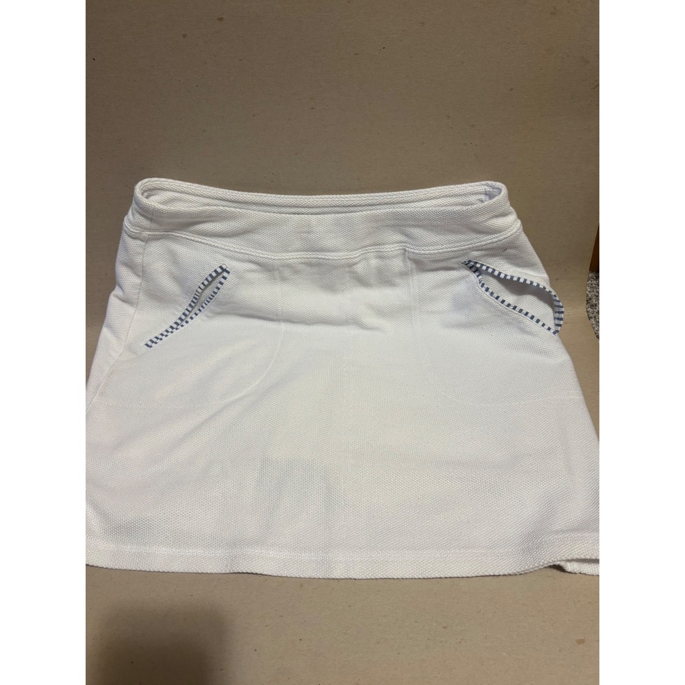 Talbots Womens White Pique Knit Skort Striped Pocket Trim Size S